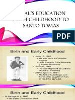 Rizal'S Education From Childhood To Santo Tomas