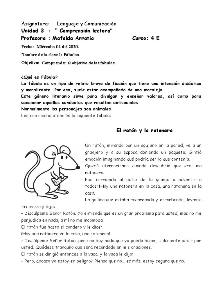 Fábulas: El ratón y la ratonera | PDF | Perros