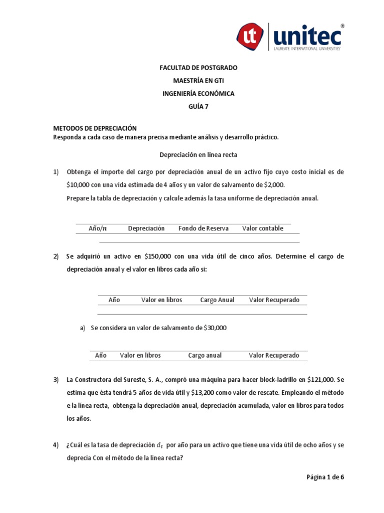 Métodos de Depreciación de Activos | PDF | Depreciación | Activo fijo