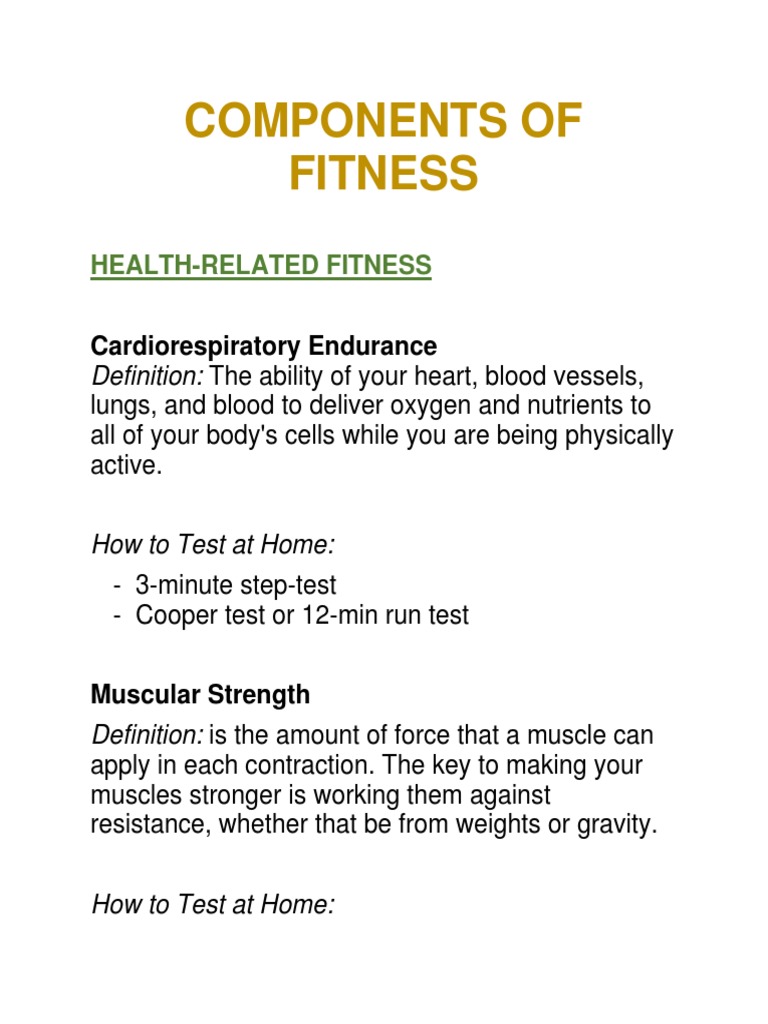 Components of Fitness and Testing Protocols | Download Free PDF ...