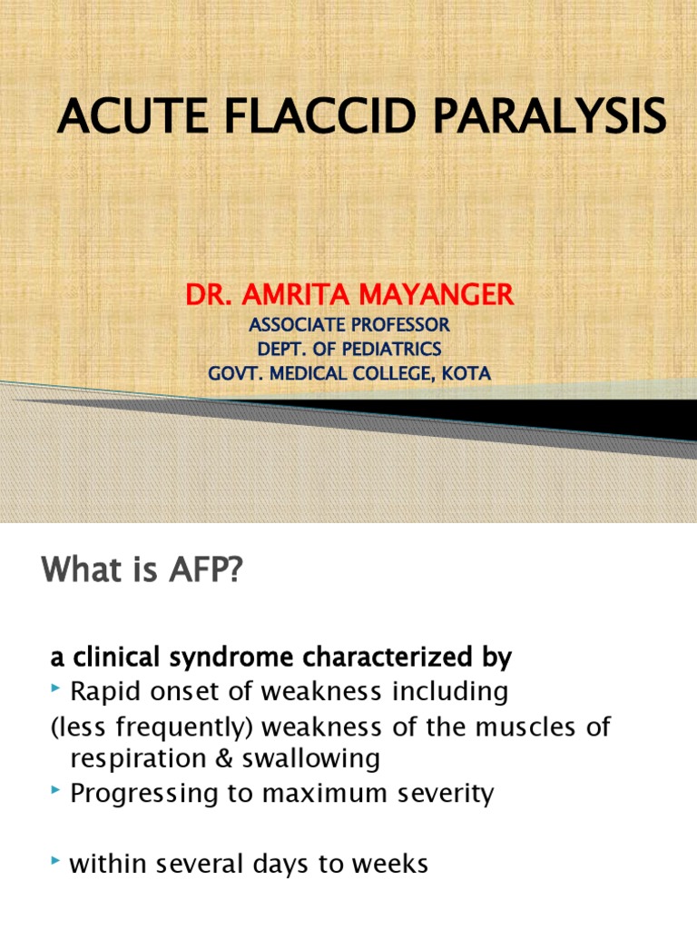 Acute Flaccid Paralysis Overview | PDF | Peripheral Neuropathy | Neurology