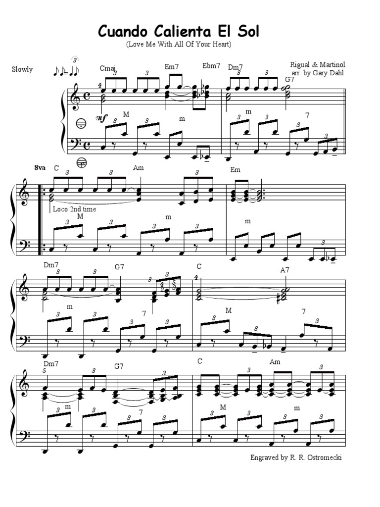 Acordeon Cuando - Calienta El Sol Partitura Score PARTITIONS Accordeon