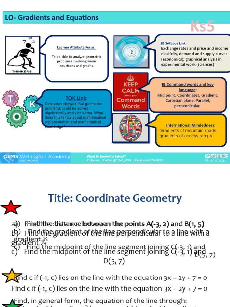 Gradients and Equations in Geometry | PDF | Line (Geometry) | Equations