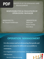 Medicaps Institue of Technology and Management: Responsiblities & Challenges of Operations Manager