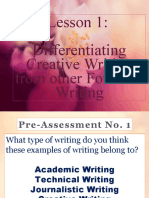 Lesson 1 Distinguishig Creative Writing