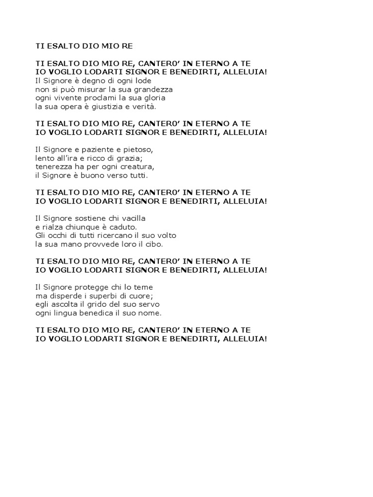 Ti Esalto Dio Mio Re1 PDF