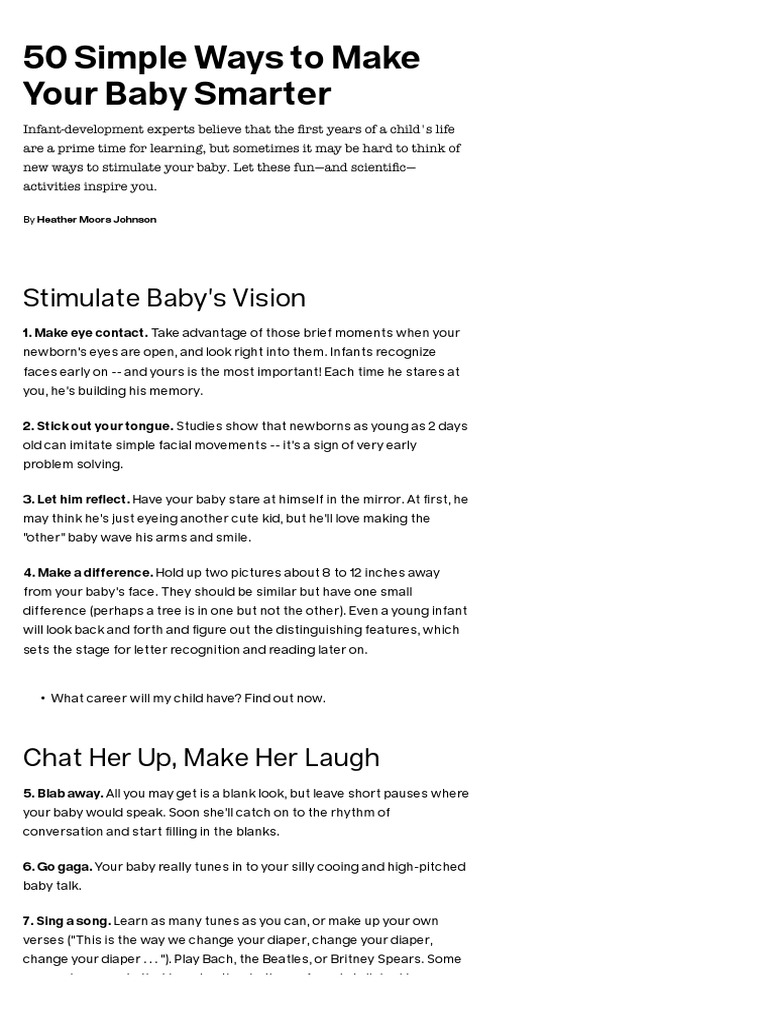 50 Simple Ways To Make Your Baby Smarter - Parents | PDF | Tickling