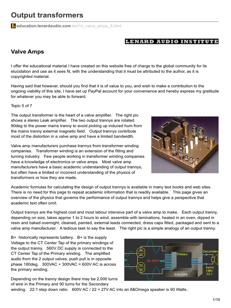 Output Transformers | PDF | Amplifier | Vacuum Tube