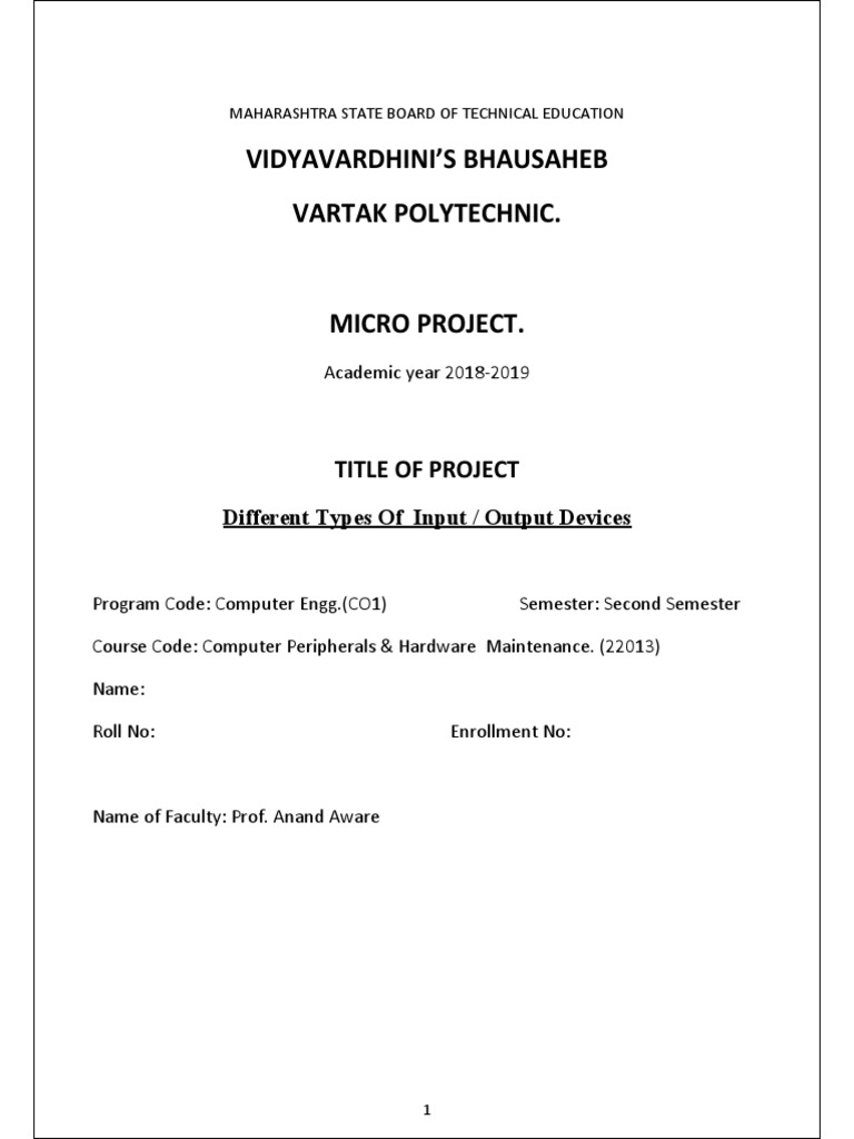 Comp. Periferals and Hardware Maintenance Diploma Microproject PDF