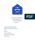 Common Pediatric Respiratory Disease Report Is Submitted To The University of Duhok College of Nursing