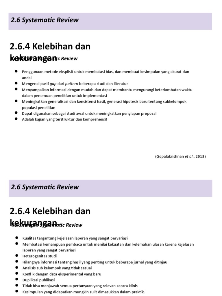 Kelebihan dan Kekurangan Systematic Review | PDF