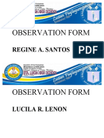 Observation Form: Regine A. Santos