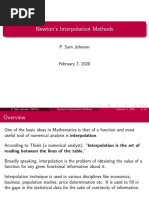 Newton's Interpolation Methods: P. Sam Johnson