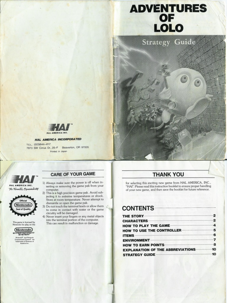 Adventures of Lolo (Strategy Guide - 1989) | PDF