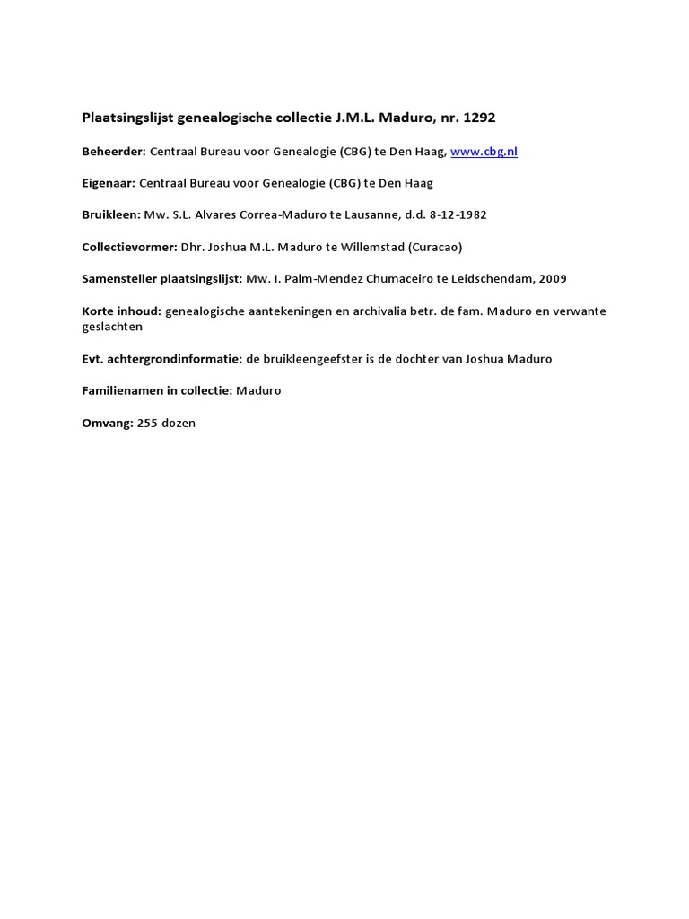 Inventaris Maduro PDF | PDF