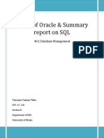 Codes of Oracle & Summary Report On SQL: 401: Database Management