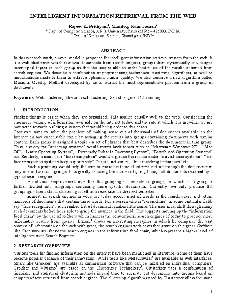 Intelligent Information Retrieval From The Web | PDF | Application ...