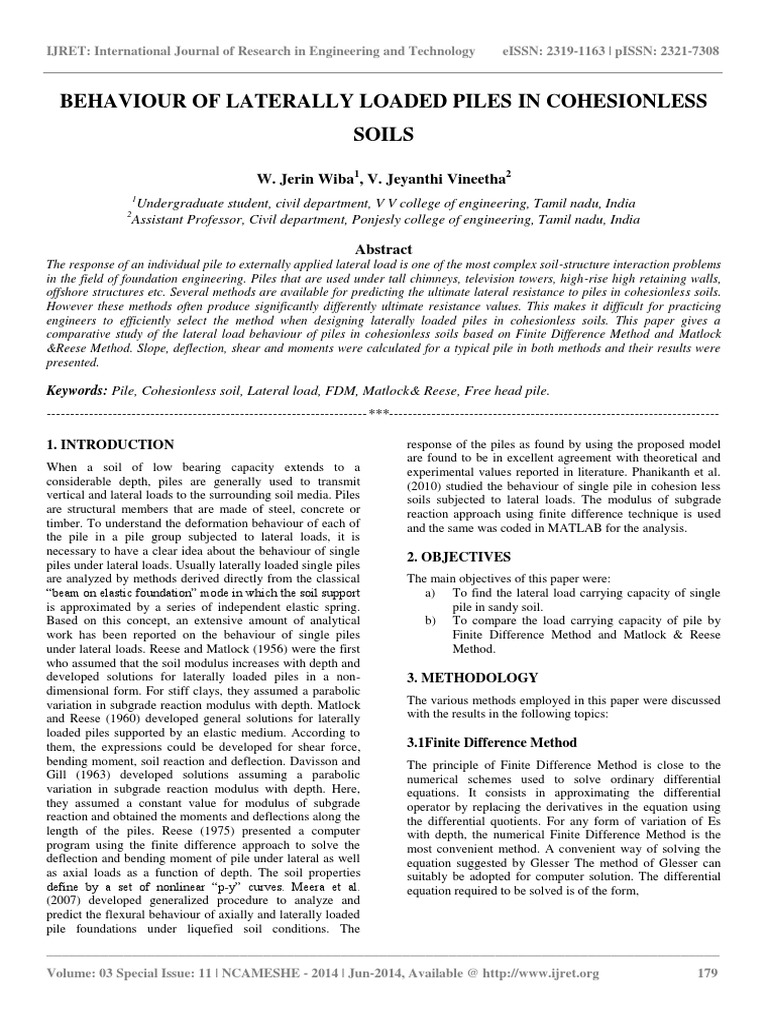 Lateral Load Behavior of Piles in Soil | PDF | Deep Foundation | Bending