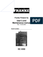 User's and Maintenance Manual: Franke Finland Oy