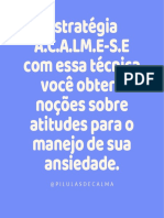 Estratégia A.C.A.LM.E-S.E Com Essa Técnica Você Obterá Noções Sobre Atitudes para o Manejo de Sua Ansiedade