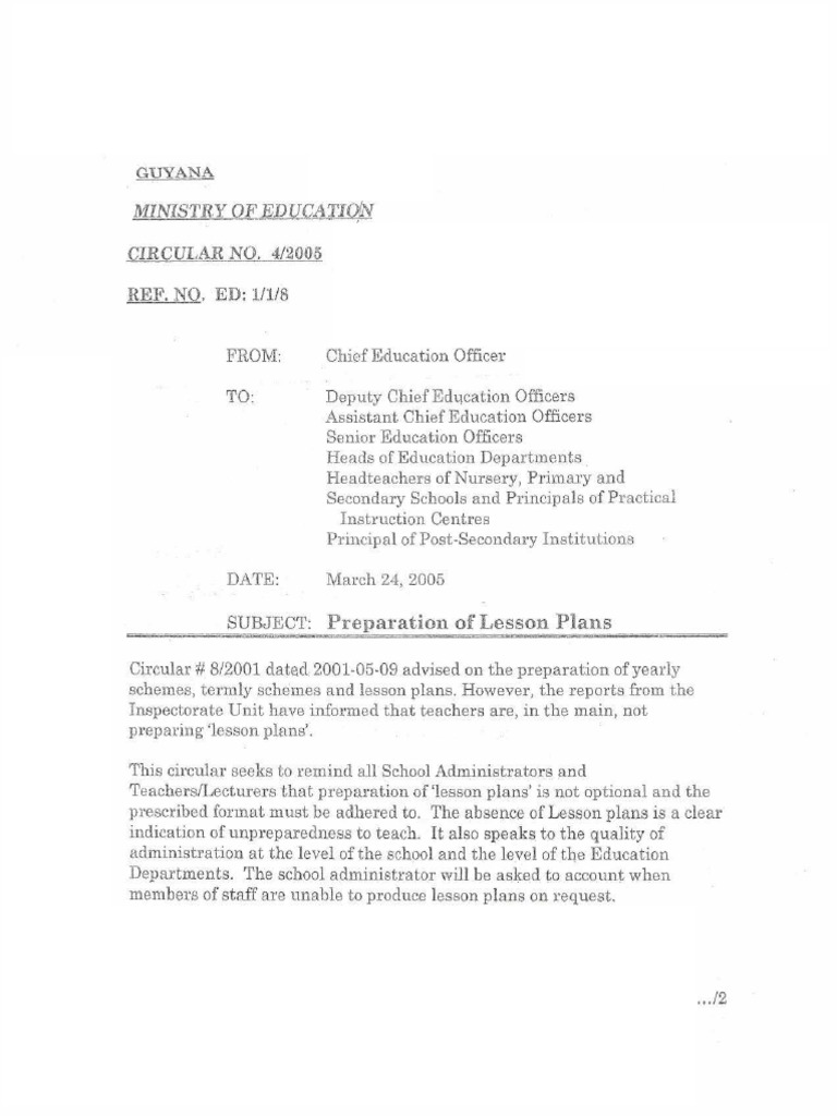 Circular - Preparation of Lesson Plans PDF | PDF | Teachers | Lesson Plan