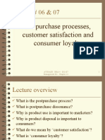 Lecture # 06 & 07: Post-Purchase Processes, Customer Satisfaction and Consumer Loyalty