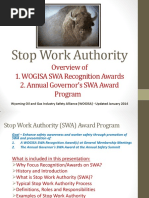 Stop Work Authority: Overview of 1. WOGISA SWA Recognition Awards 2. Annual Governor's SWA Award Program