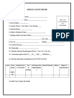 Application From: Paste Your Recent Passport Size Photograph