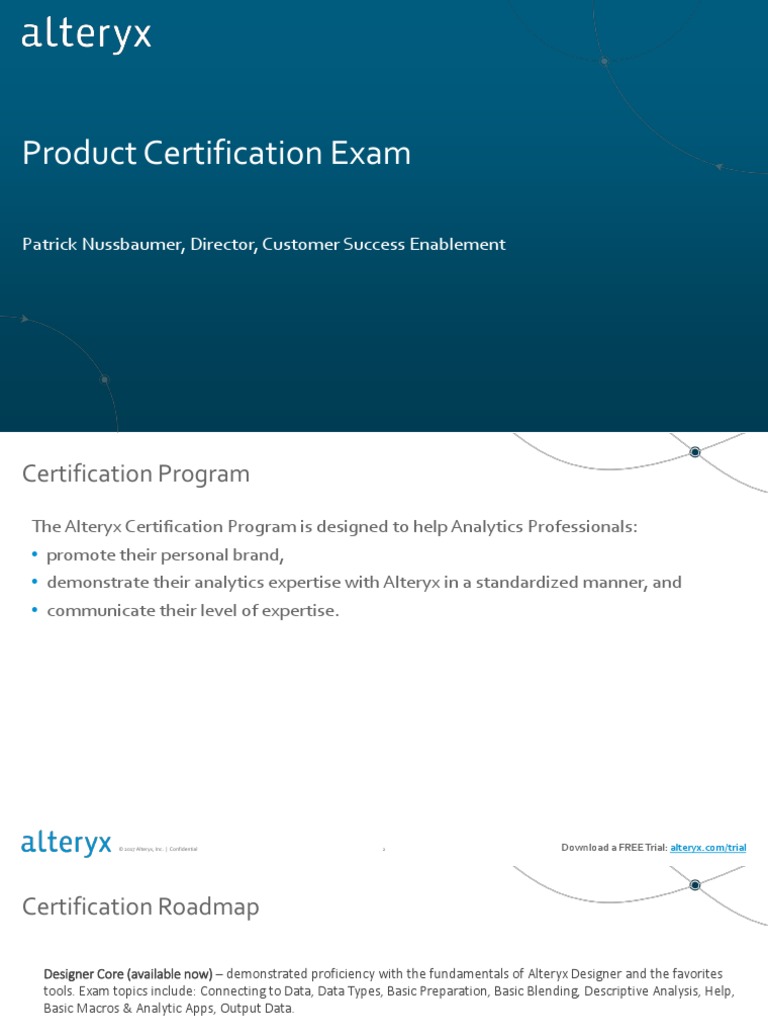 Alteryx Product Certification PDF Analytics Test (Assessment)