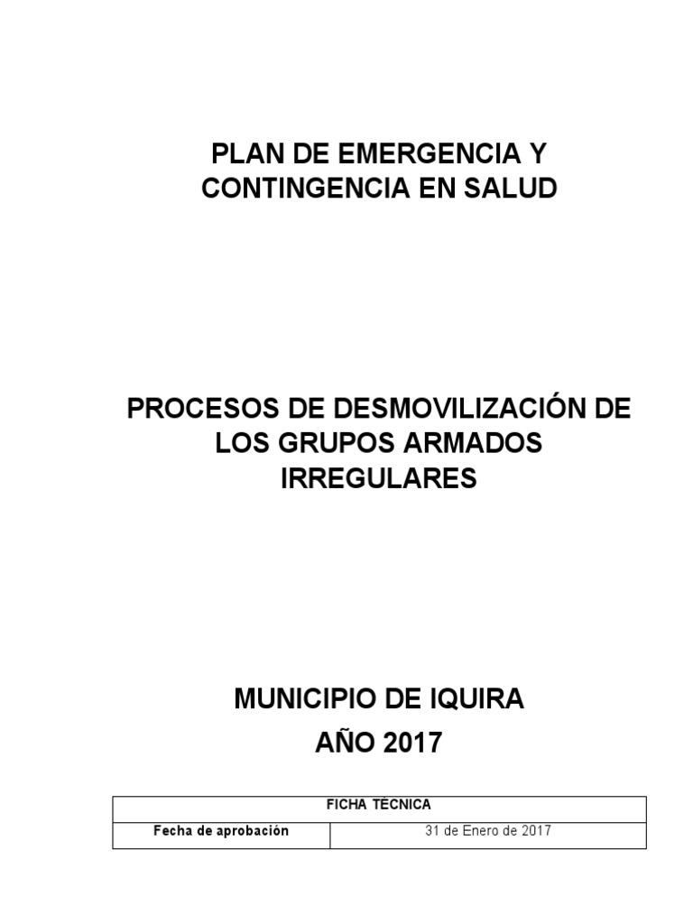 Plan de Emergencia y Contingencia en Salud | PDF | Hospital | Guerra de ...