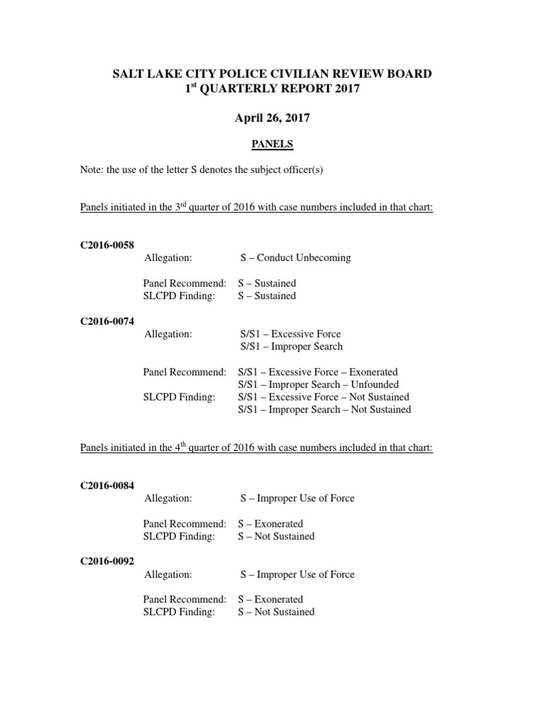Quarterly Report Summarizes Civilian Review Board and