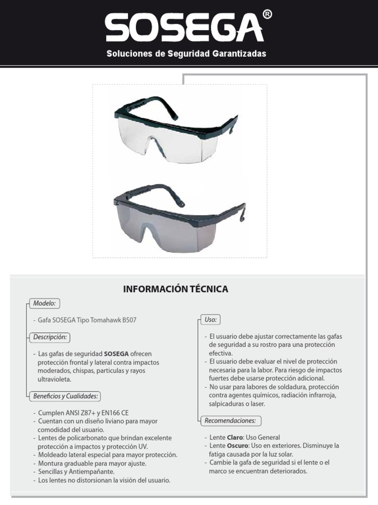 2 Gafas De Protección Laser Y Uv Policarbonato Oscuro Z87.1