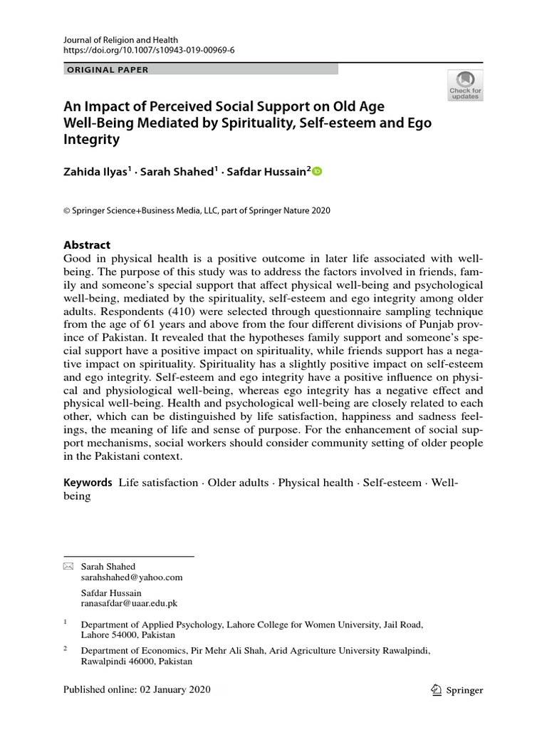 An Impact of Perceived Social Support On Old Age | PDF | Social Support ...