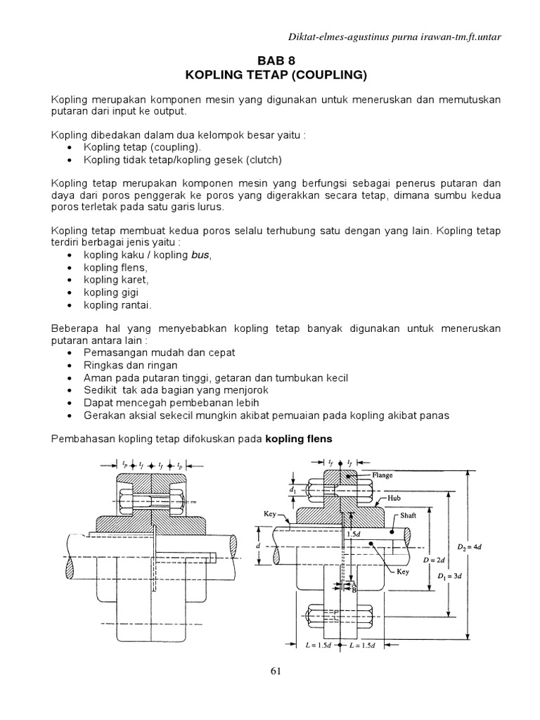 Elemen Mesin Pertemuan Ke 10 Kopling Pdf Pdf