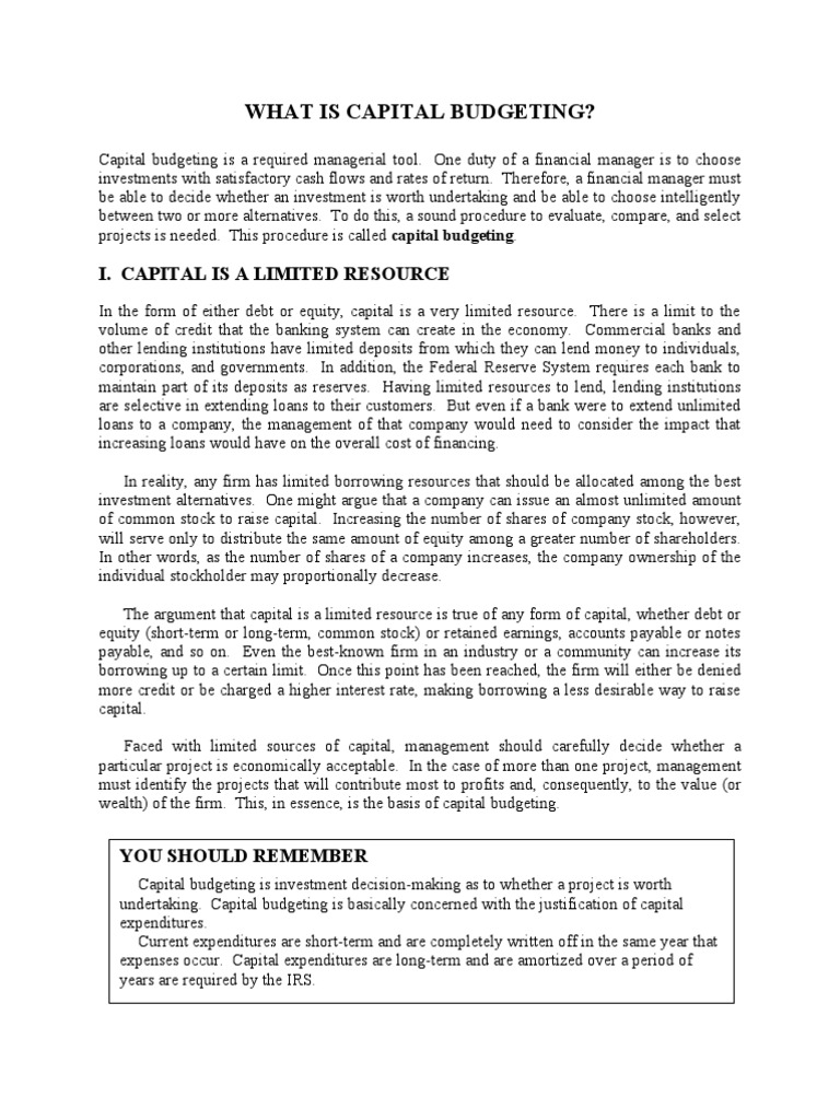 Evaluating Capital Budgeting Projects | PDF