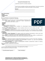 Consent For Evaluation Form of Sped