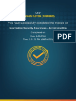 Information Security Awareness - An Introduction - Completion - Certificate PDF