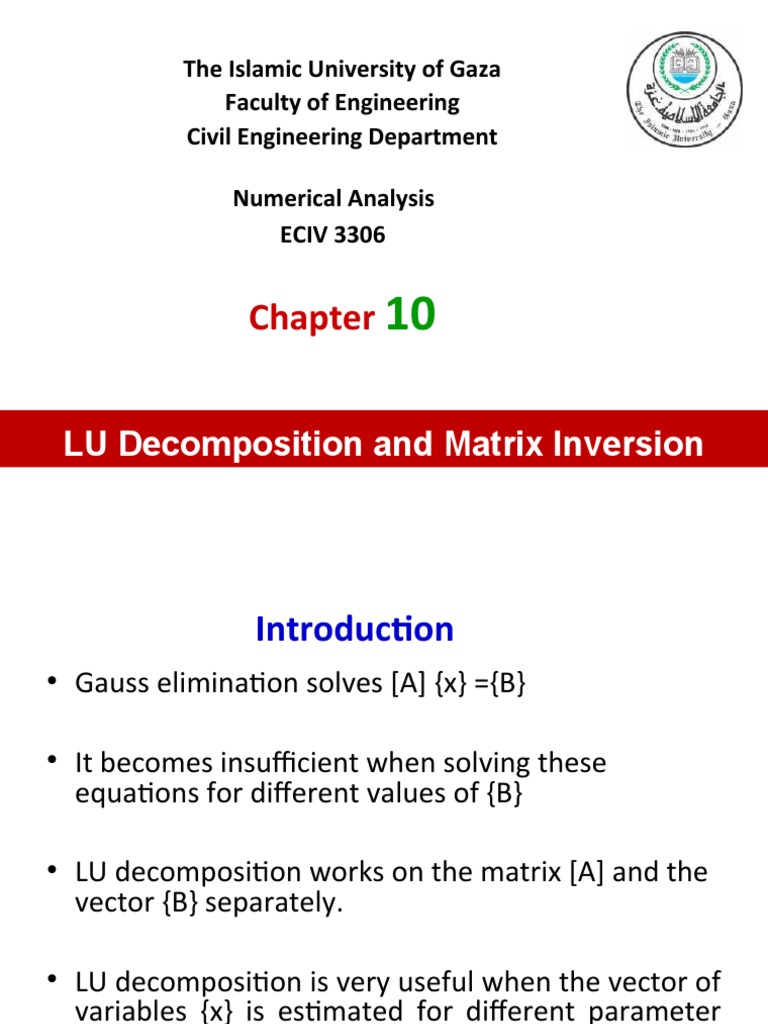 LU Decomposition in Numerical Analysis | PDF | Norm (Mathematics ...