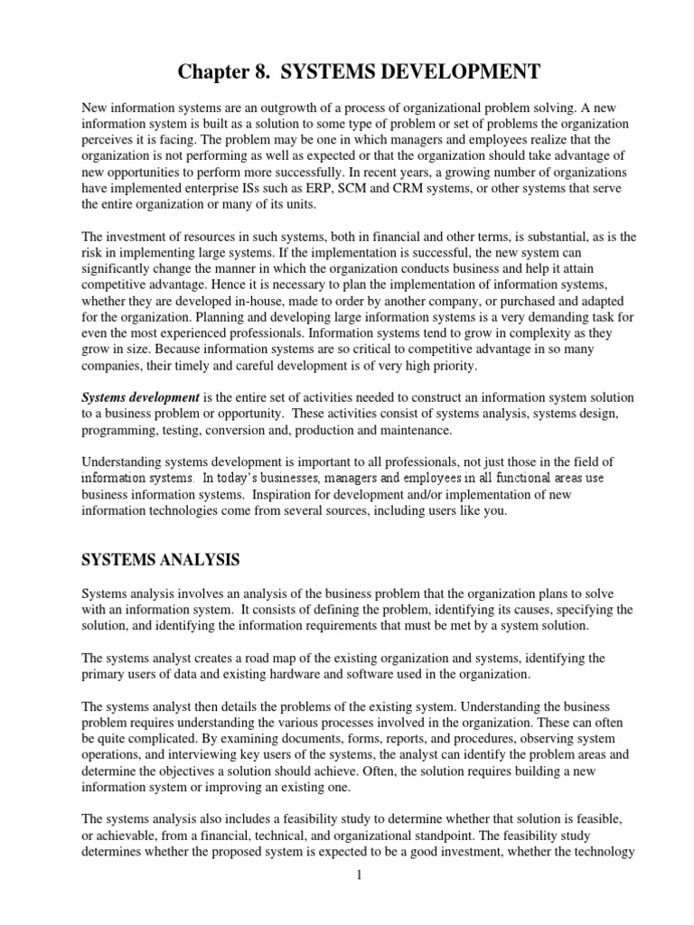 Chapter 8 - Systems Development (2019-20) | PDF | Feasibility Study ...