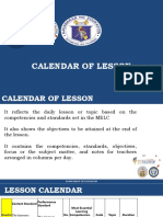 Calendar of Lesson