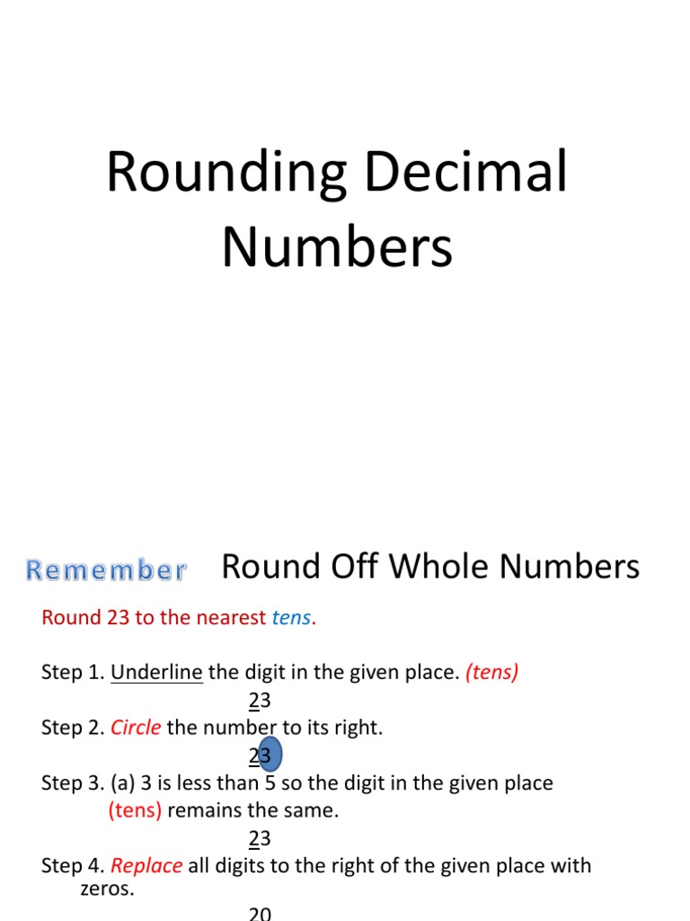 Rounding Decimal Numbers 