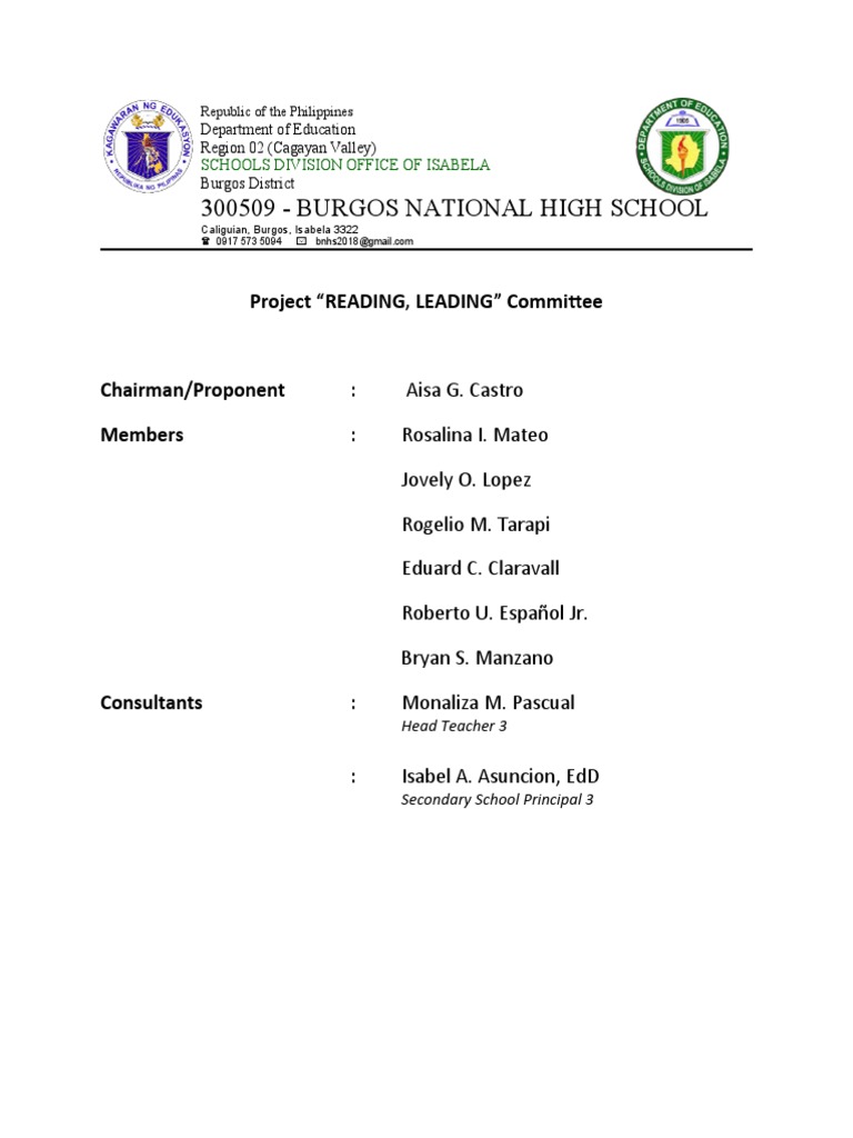 Reading Leading Committee | PDF
