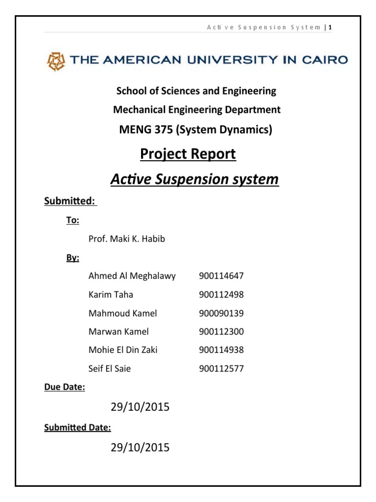 Active Suspension System | PDF | Vehicle Technology | Transportation ...
