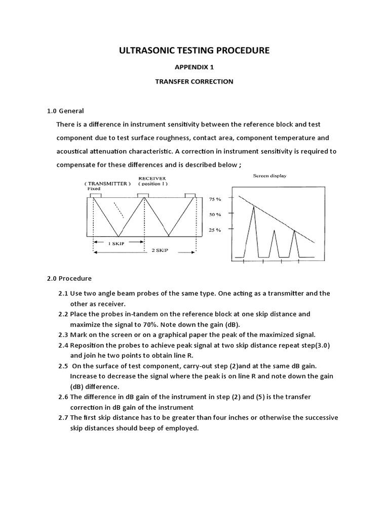 Ultrasonic Testing Procedure PDF Ultrasound Welding