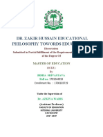 Dr. Zakir Hussain Educational Philosophy Towords Education