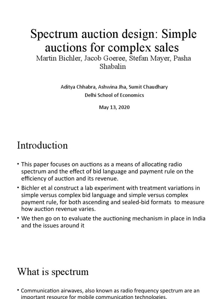 Spectrum Auction Design Final PDF Auction Radio Spectrum