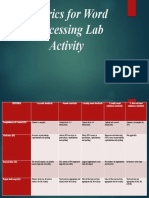 Rubrics For Word Processing Lab Activity