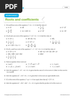 Roots and Coefficients: Worksheet