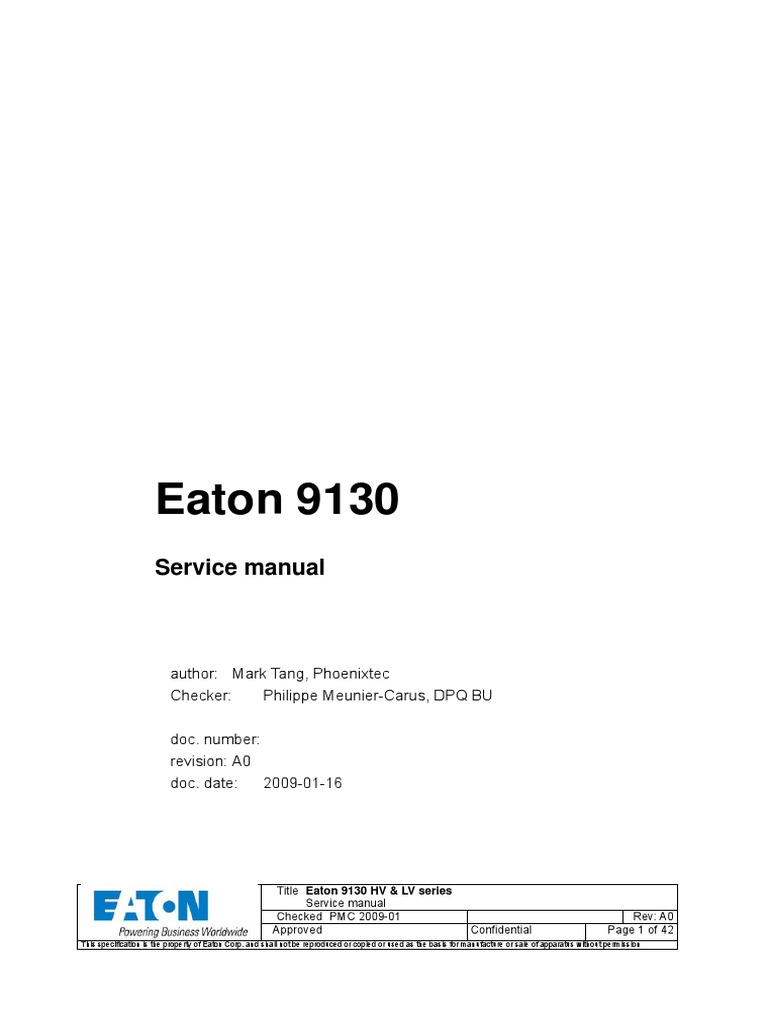 Eaton 9130 UPS Service Manual | PDF | Power Inverter | Power Supply