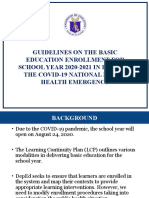 DepEd's Guidelines on Enrollment Procedures for SY 2020-2021